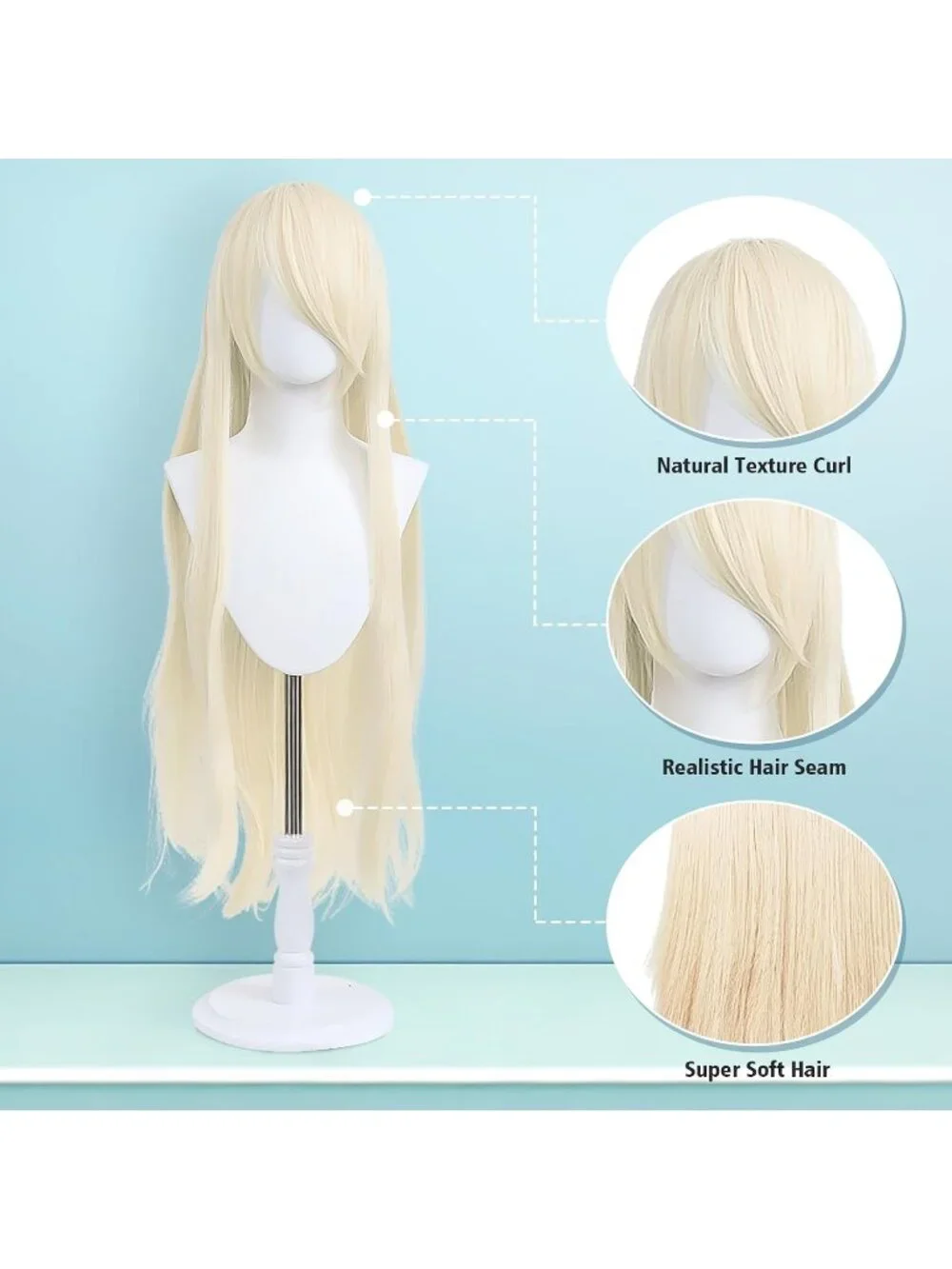 Women's Light Blonde 100 Cm Heat Resistant Universal Straight Costume Long Wigs